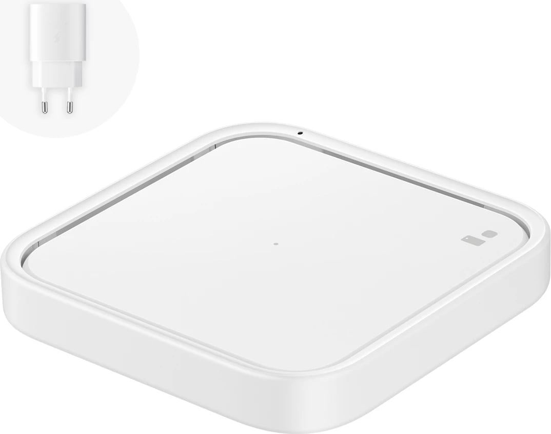 Mbushës wireless Samsung EP-P2400TWEGEU, 15W, me LED, USB-C, i bardhë, me mbushës rryme