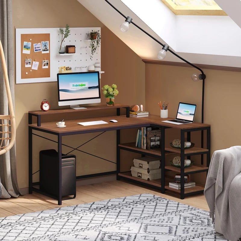 Tebul qoshe për kompjuter, ngjyrë lisi e çelët, 100x60x88cm