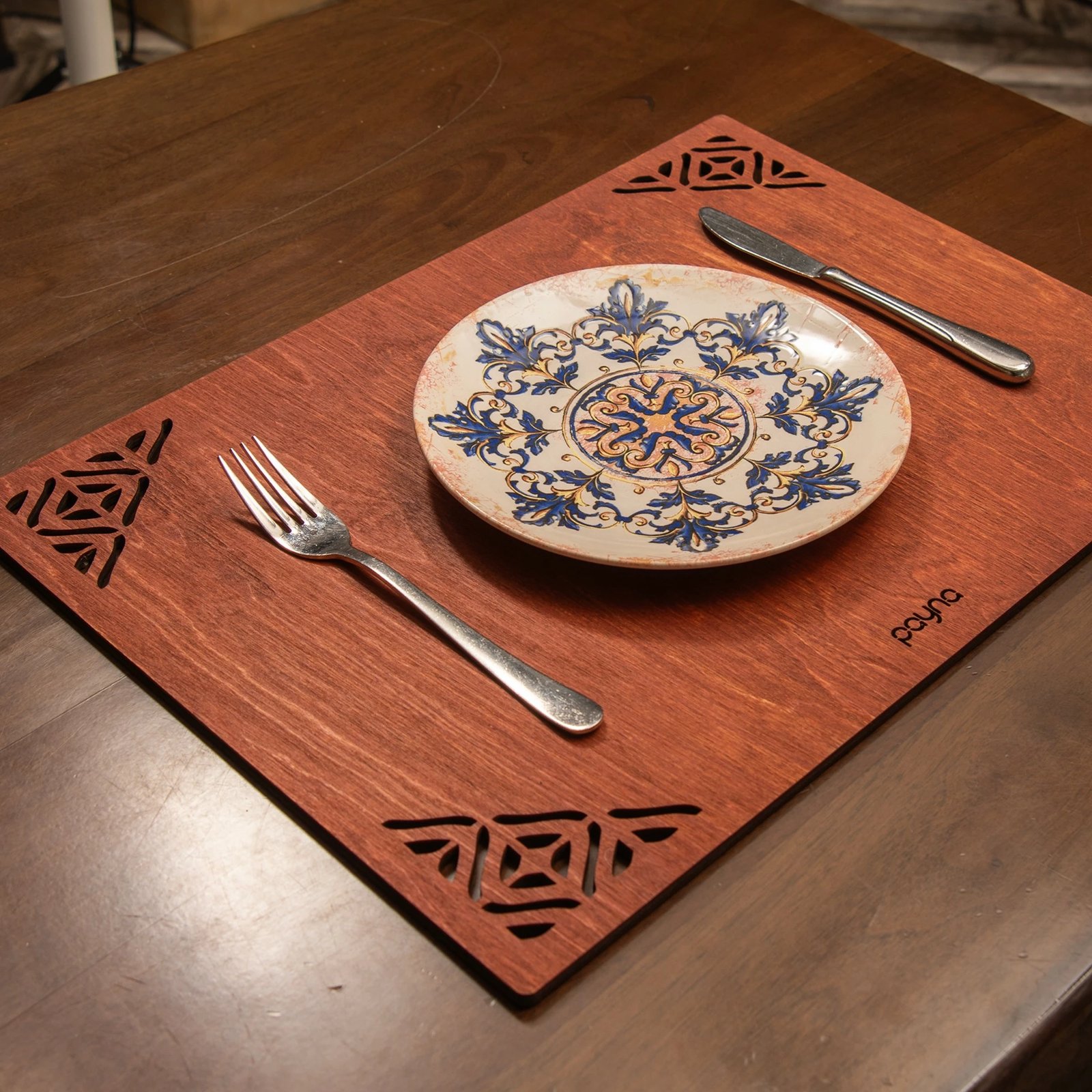 Set nënshtruesish tavoline prej druri, Hermia, Corpat, ngjyrë rozë (6 copë)