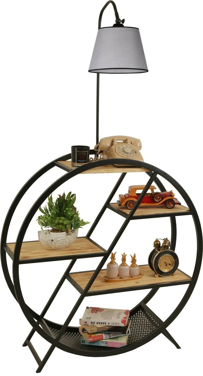 Llambë dyshemeje Opviq, gri e çelët, me raft librash, 90x28x165cm Llambë dyshemeje Opviq, gri e çelët, me raft librash, 90x28x165cm