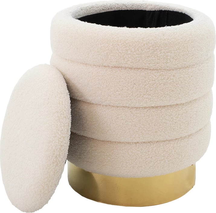 Stool-trunk Dazzle boucle krem-ari D36x44cm