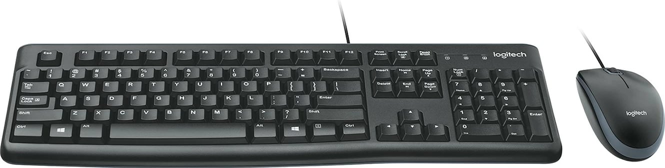 Set tastierë dhe maus Logitech Desktop MK120, me kabllo, USB, AZERTY, i zi