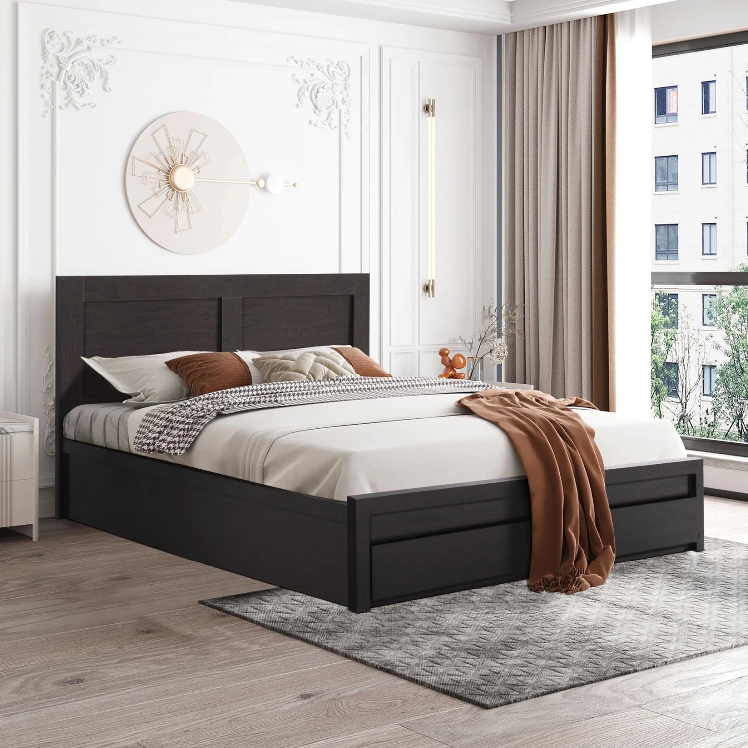 Krevat CAPRI FH312.11 me 2 sirtarë melamine, ngjyrë wenge, për dyshek 150x200 cm