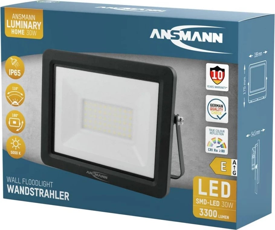 Prozhektor LED Ansmann WFL30W, 30 W, Alumini, i zi