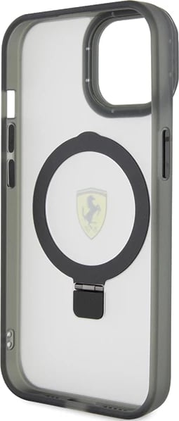 Mbështjellës Ferrari FEHMP15SUSCAK për iPhone 15 6.1", Ring Stand, MagSafe, zi