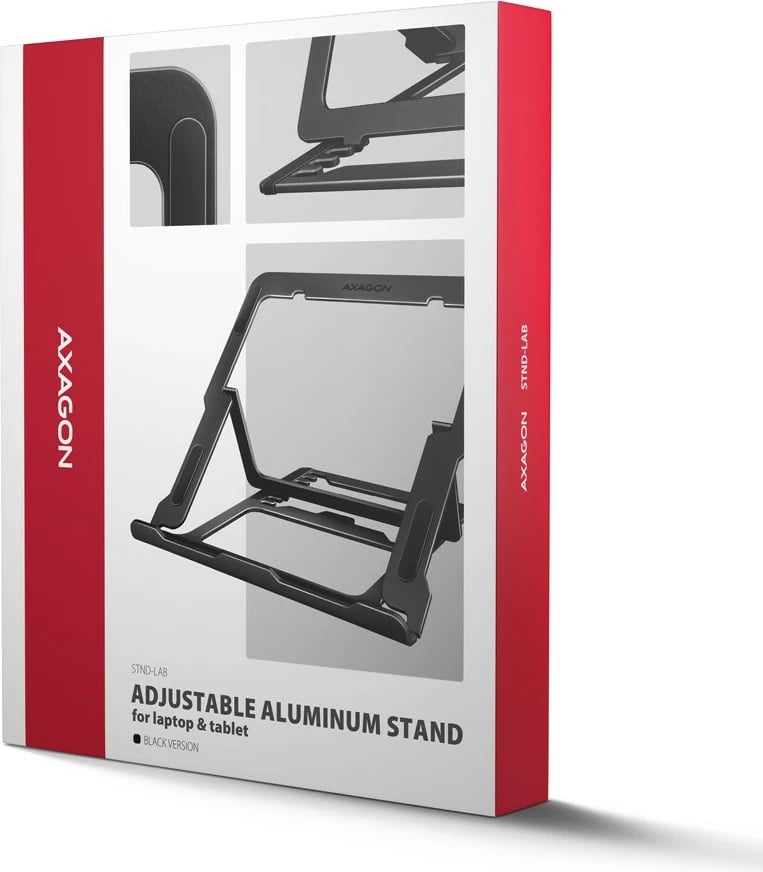 Mbajtëse laptopi AXAGON STND-LAB alumini 10-17.3" 8 pozicione e rregullueshme, e zezë