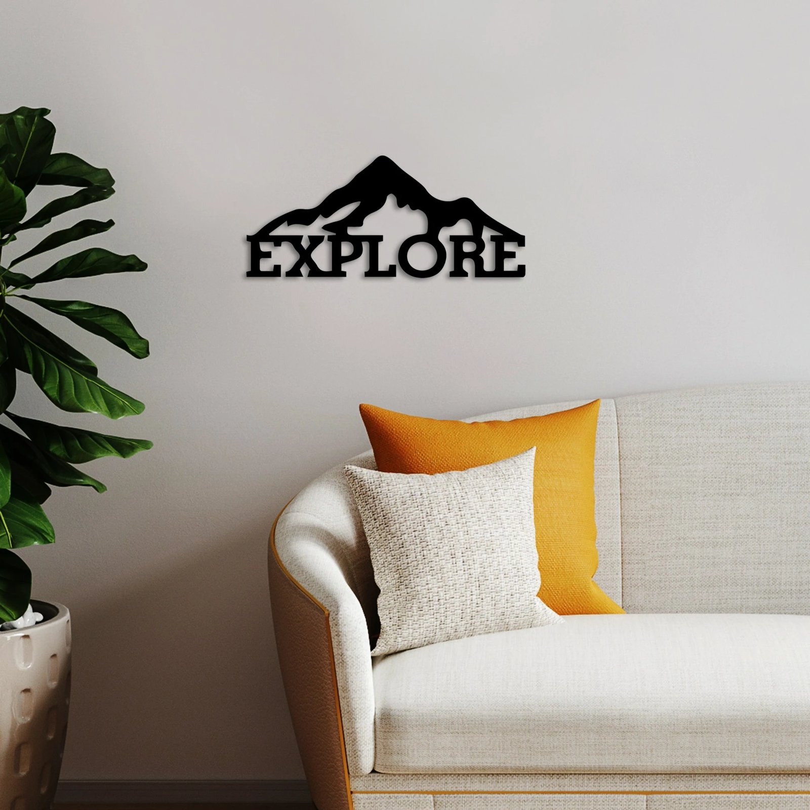 Aksesor dekorativ metalik për mur, Wallity Explore, ngjyrë e zezë, 60x26cm