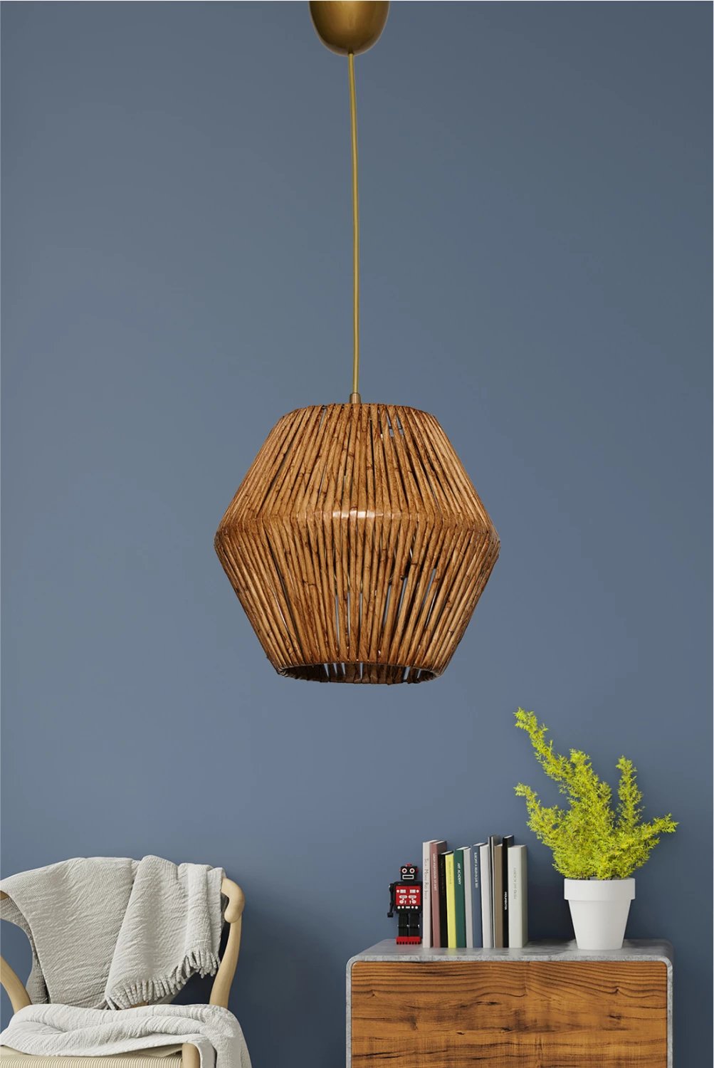 Llambë varëse për tavan, FH7362, metal dhe bambu, ngjyrë arre, 25x25x55 cm Llambë varëse për tavan, FH7362, metal dhe bambu, ngjyrë arre, 25x25x55 cm