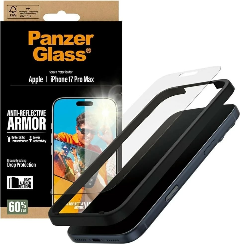 Xham mbrojtës PanzerGlass Armor Anti-Reflective EasyAligner për iPhone 17 Pro Max transparent