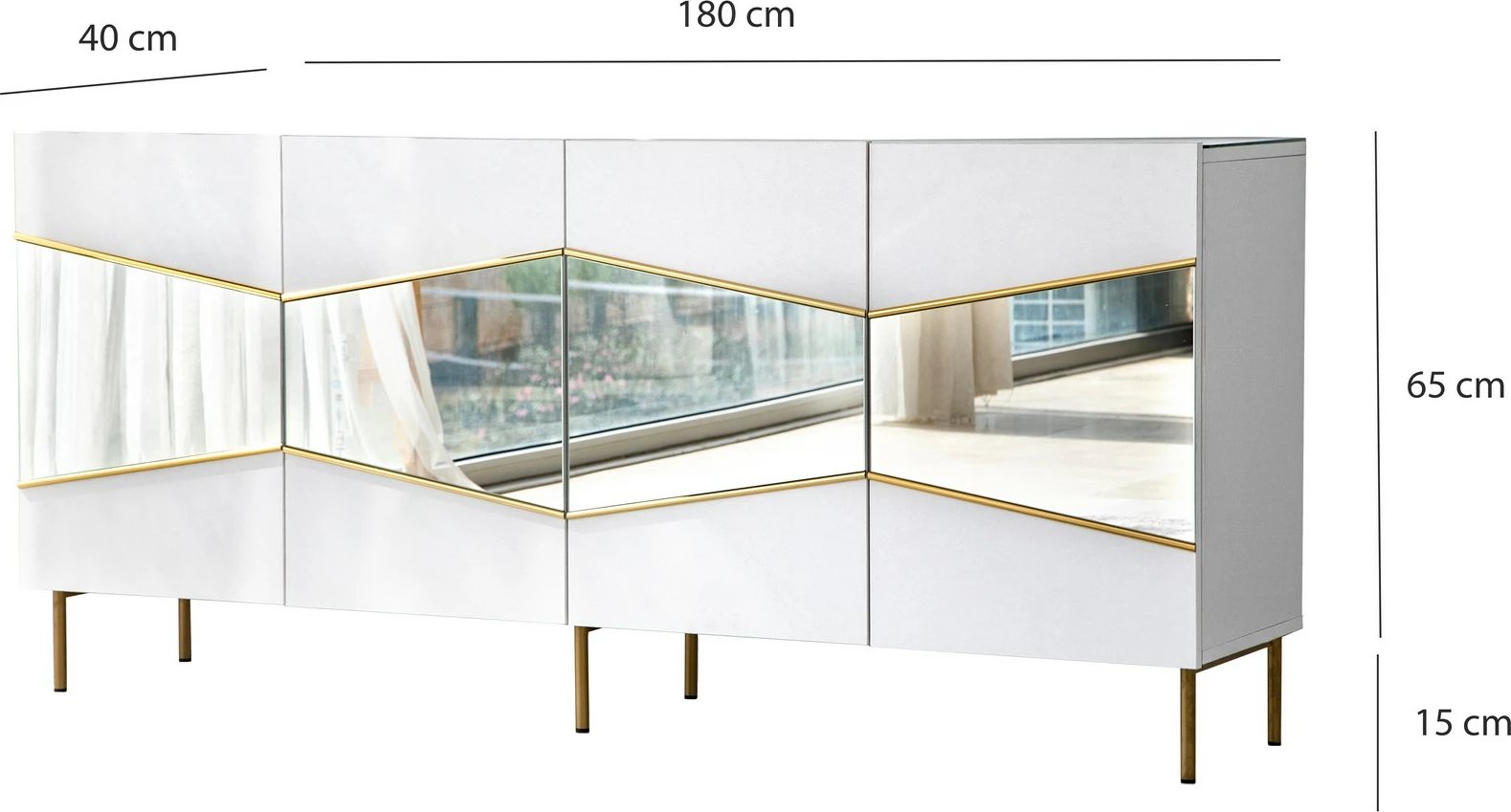 Konsolë Skye Decor, e bardhë, ari