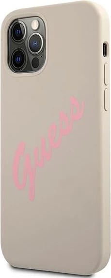 Mbështjellës Guess GUHCP12MLSVSGP për iPhone 12/12 Pro 6.1", silikon, hirtë/rozë Mbështjellës Guess GUHCP12MLSVSGP për iPhone 12/12 Pro 6.1", silikon, hirtë/rozë