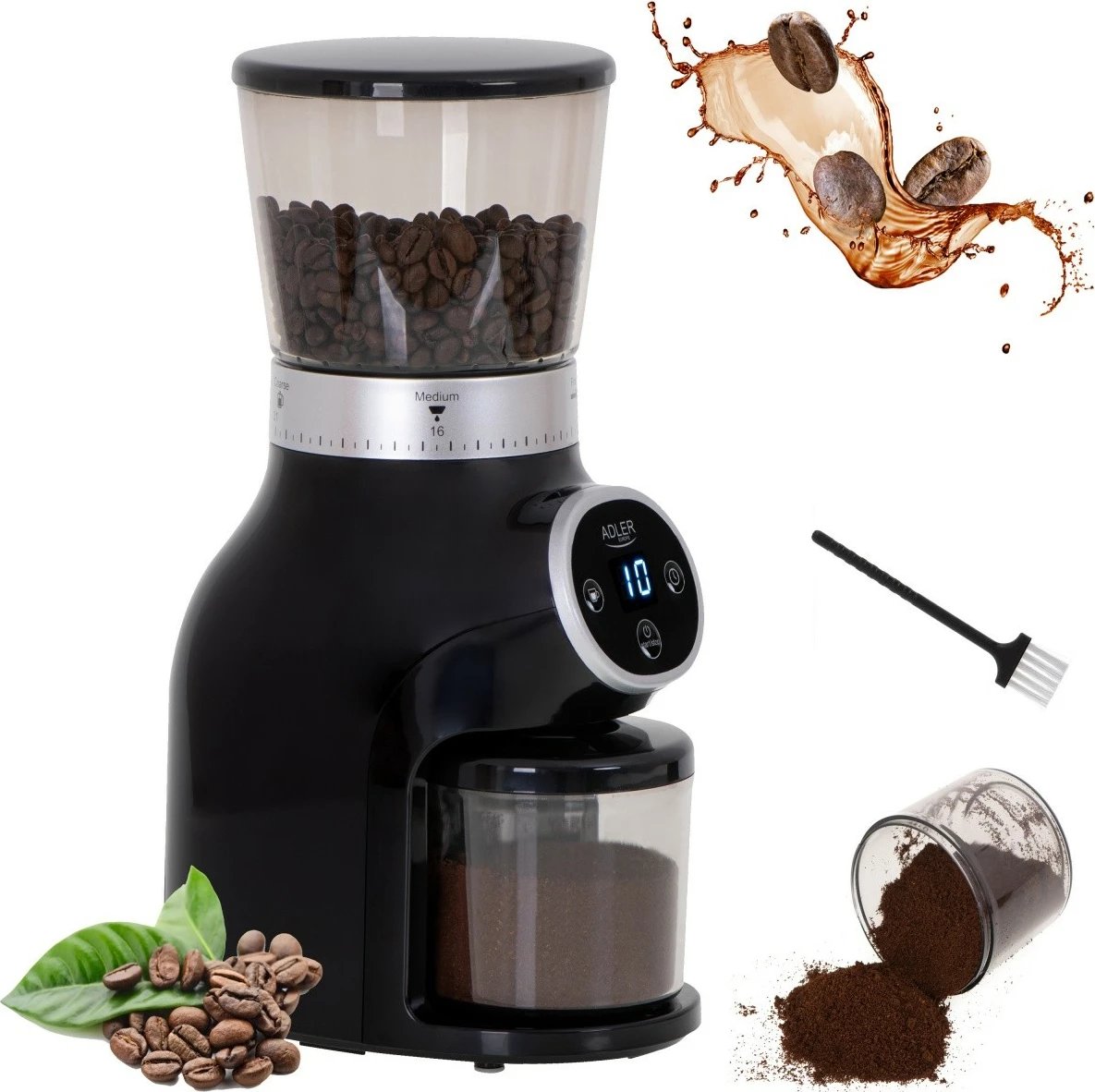 Mulli elektrik për kafe Adler AD 4450, 300 W, 300 g, i zi/argjendtë