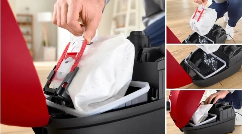 Fshesë me korrent me qese, Bosch BGB41PET1 ProAnimal, 700 W, kapacitet 4 L, filtër HEPA, rreze 11 m, e kuqe/zezë