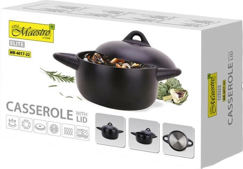 Tenxhere Feel-Maestro MR-4017-22 me kapak, 4.0L, 22cm, e zezë