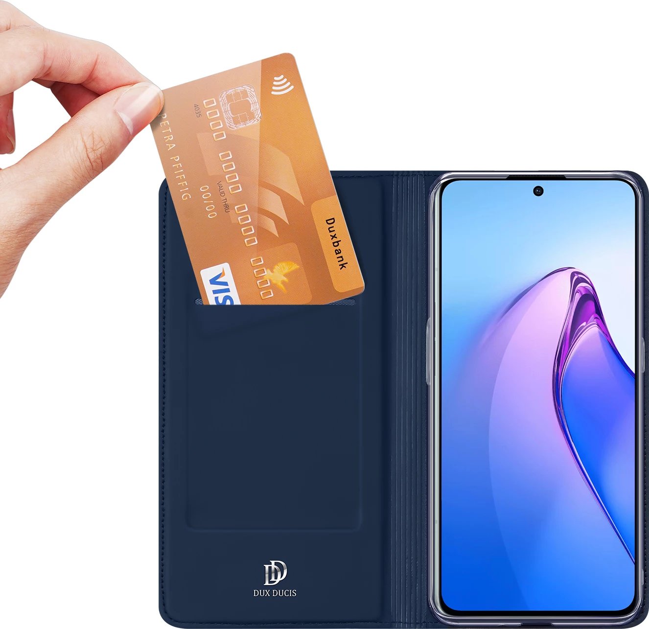 Mbështjellës Dux Ducis Skin Pro për Oppo Reno 8 Pro, me kapak, xhep për kartela, funksion standi, Kaltër Mbështjellës Dux Ducis Skin Pro për Oppo Reno 8 Pro, me kapak, xhep për kartela, funksion standi, Kaltër