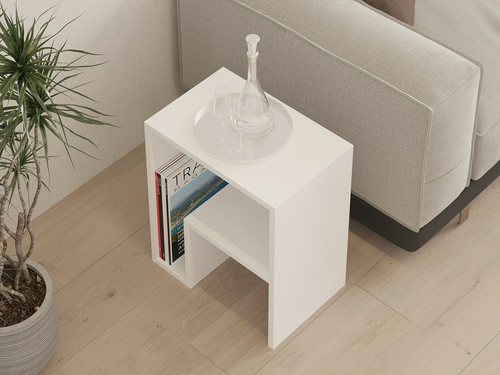 Tavolinë anësore Hanah Home, Yepa, e bardhë