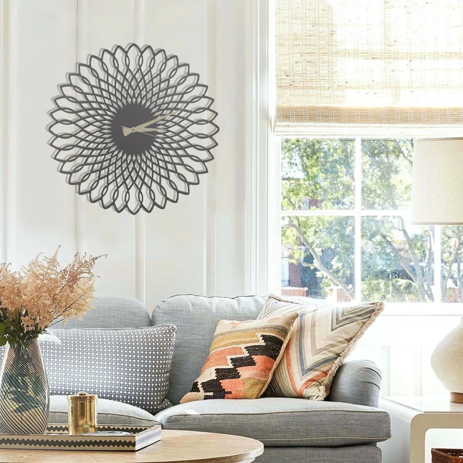 Orë muri dekorative metalike Wallity, Ring, e zezë, 50x50cm