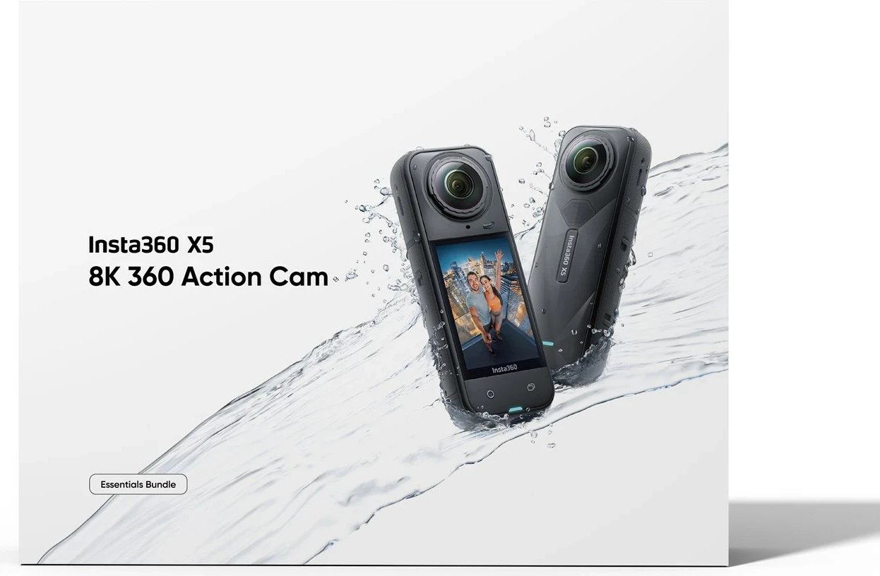 Kamerë aksioni 360 Insta360 X5 Essentials Bundle, 8K Ultra HD, e zezë