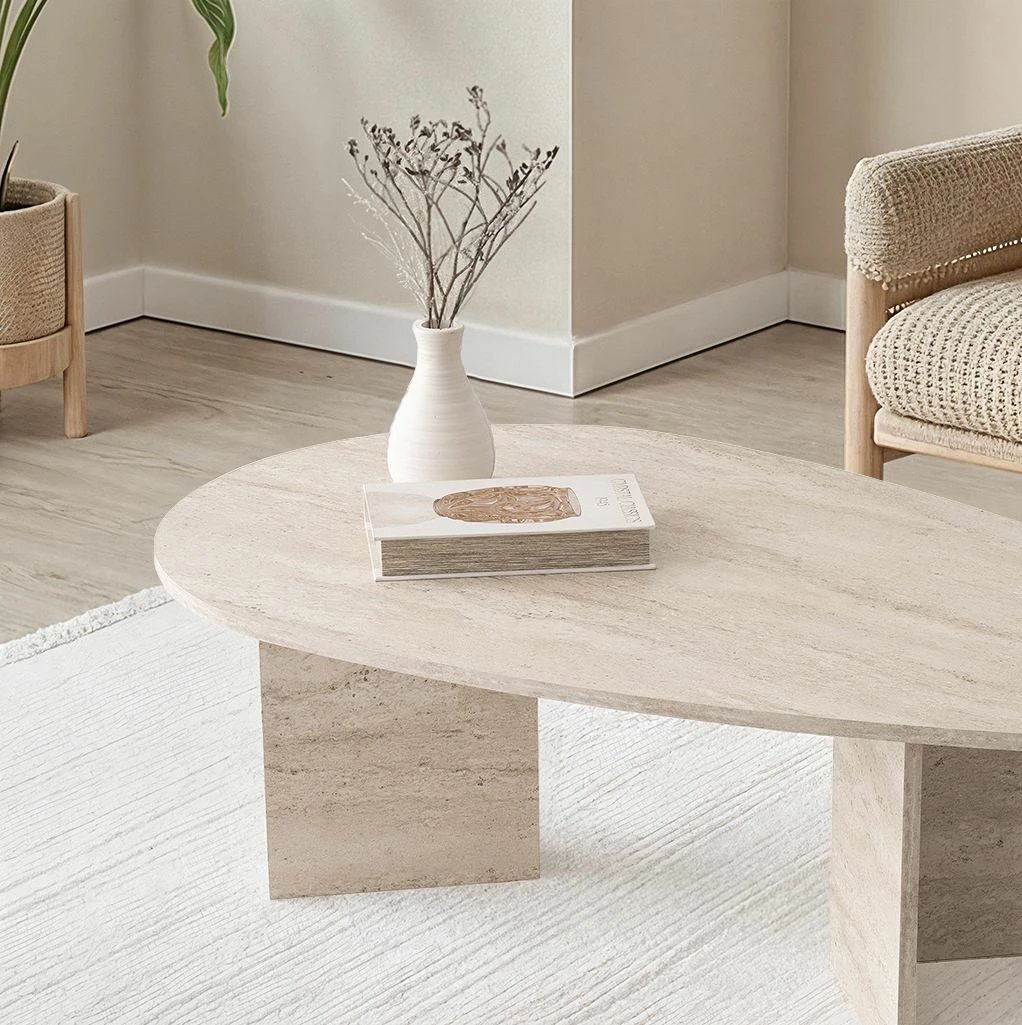 Tavolinë kafeje Hanah Home, Flap - 9542, ngjyrë travertin