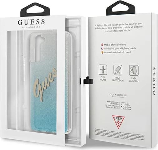 Mbështjellës Guess GUHCS21MPCUGLSBL për Samsung Galaxy S21+, Glitter Gradient, Blu