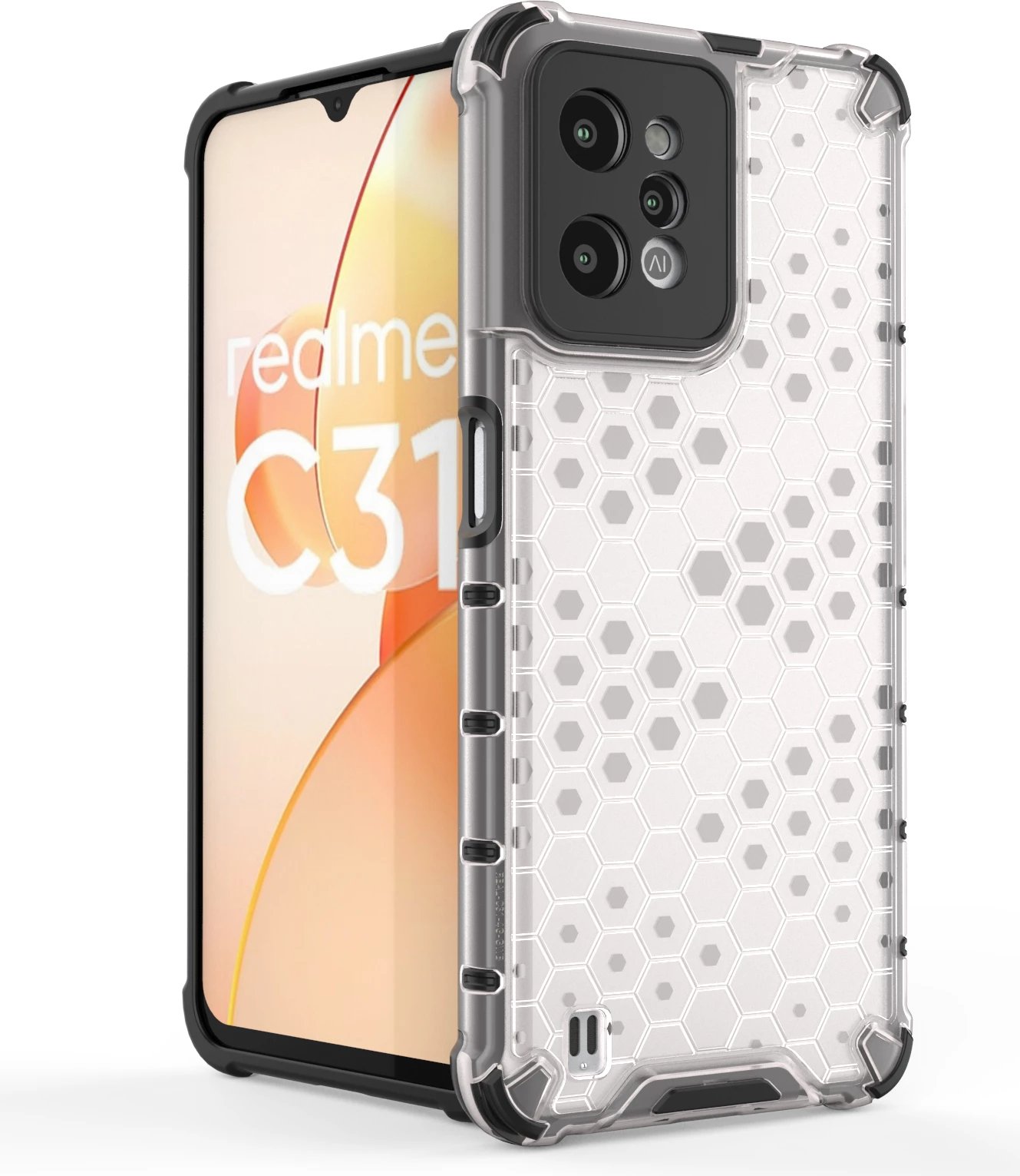 Mbështjellës Hurtel Honeycomb për Realme C31, Transparent Mbështjellës Hurtel Honeycomb për Realme C31, Transparent