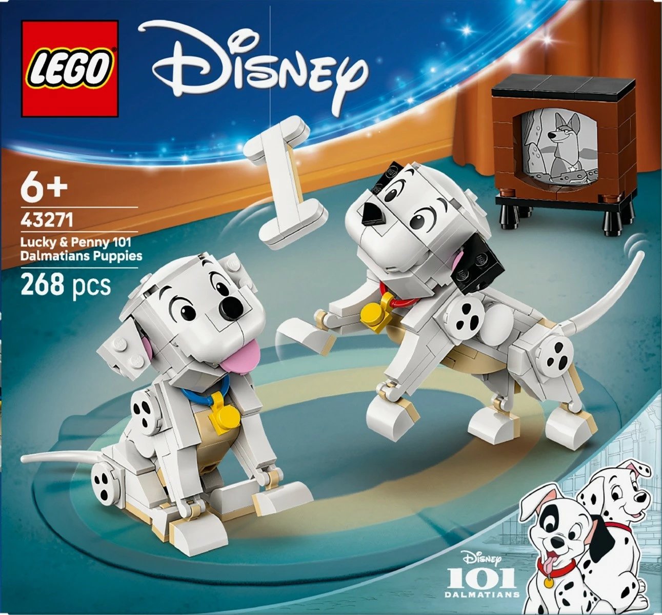 Set ndërtimi LEGO Disney 43271, 101 Dalmatët, Lucky & Penny, 268 pjesë
