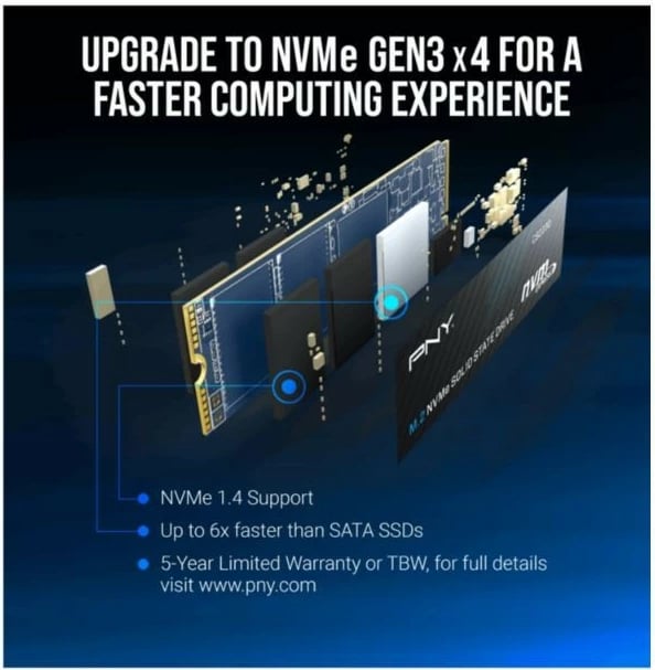 SSD PNY CS2230, 1TB, M.2 2280, NVMe, PCI-Express, Zi