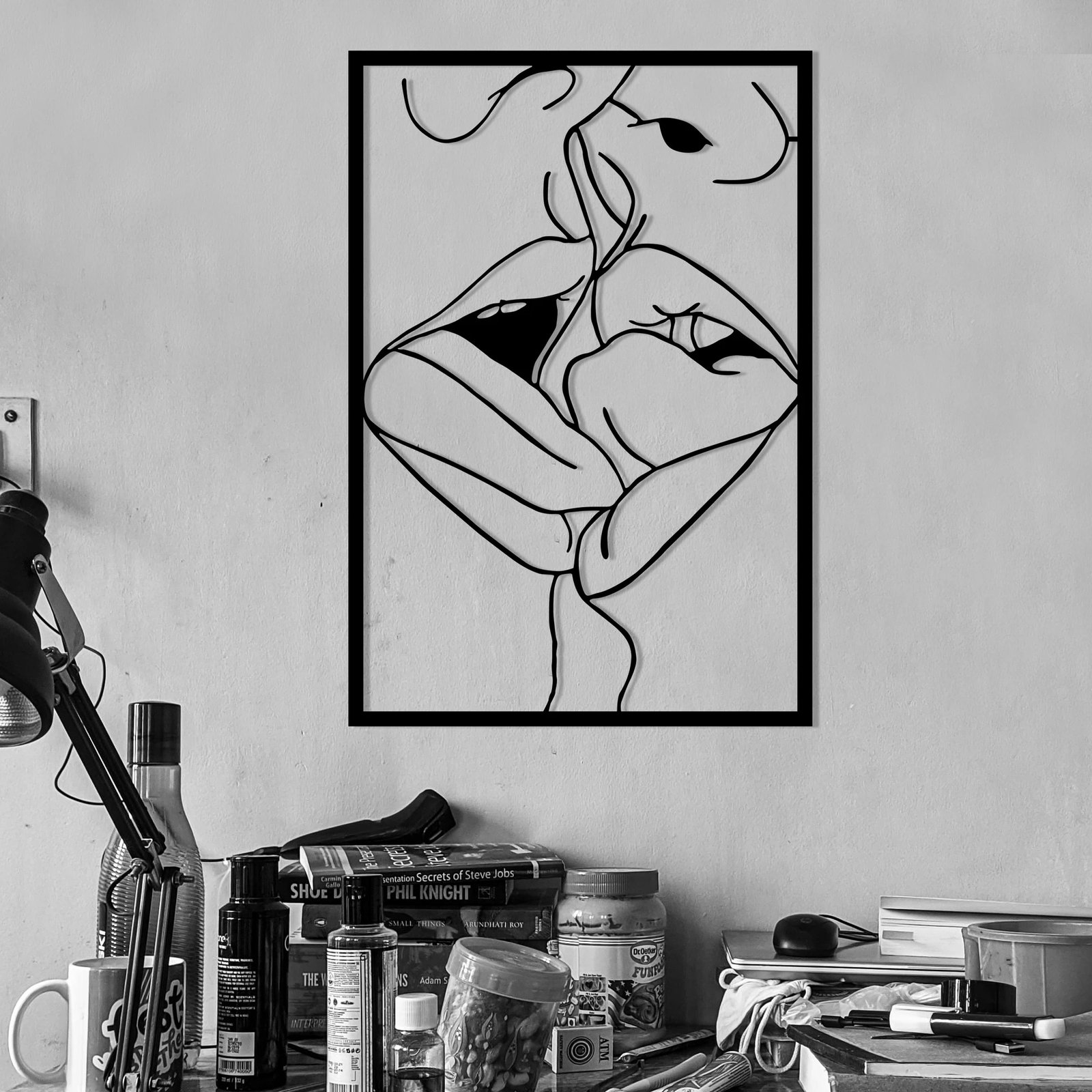 Aksesor dekorativ metalik për mur, Wallity, Kiss Me 2