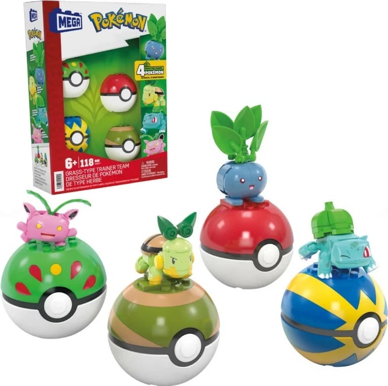 Set ndërtimi Mega Bloks Pokemon Grass Team HWR77, 118 pjesë, plastikë