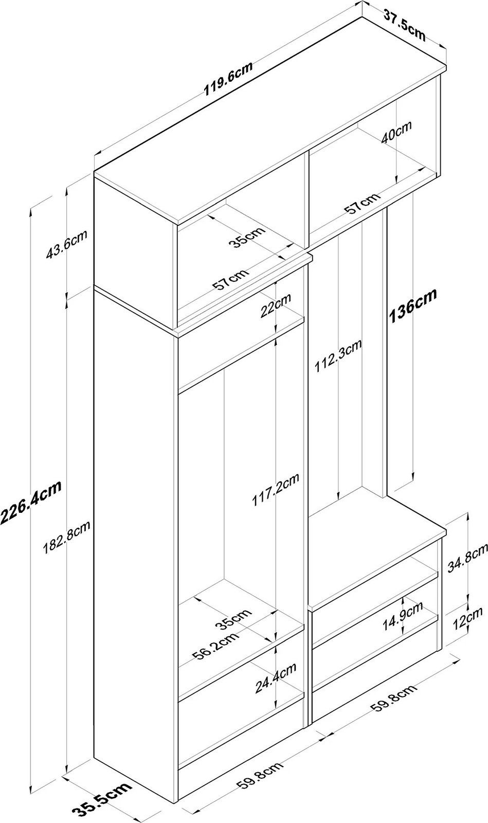 Stendë për korridor, ngjyrë e bardhë, Skye Decor, EA145 - 3841