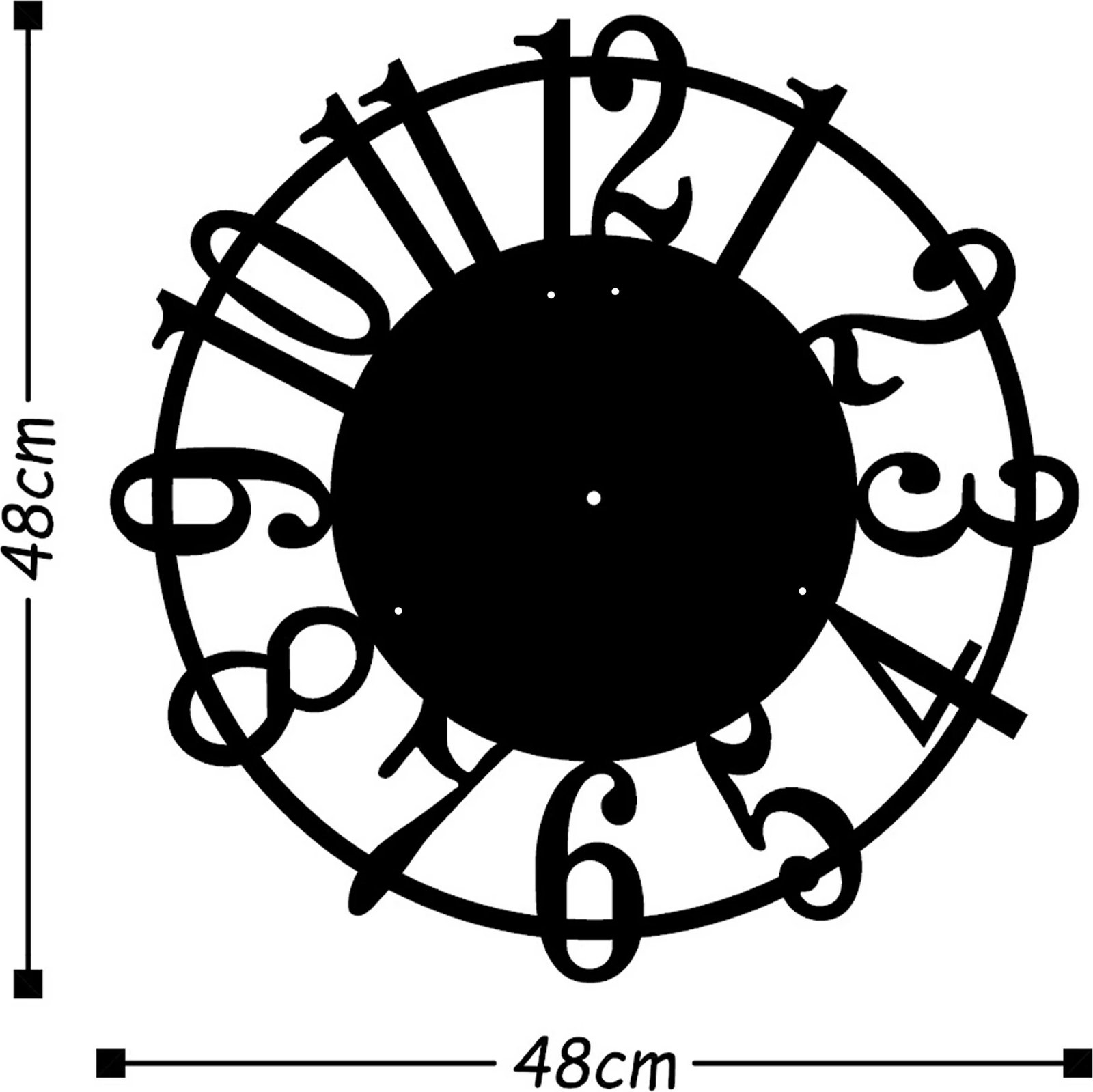 Orë muri dekorative prej metali, Wallity, orë muri metalike, e zezë, 48x48cm