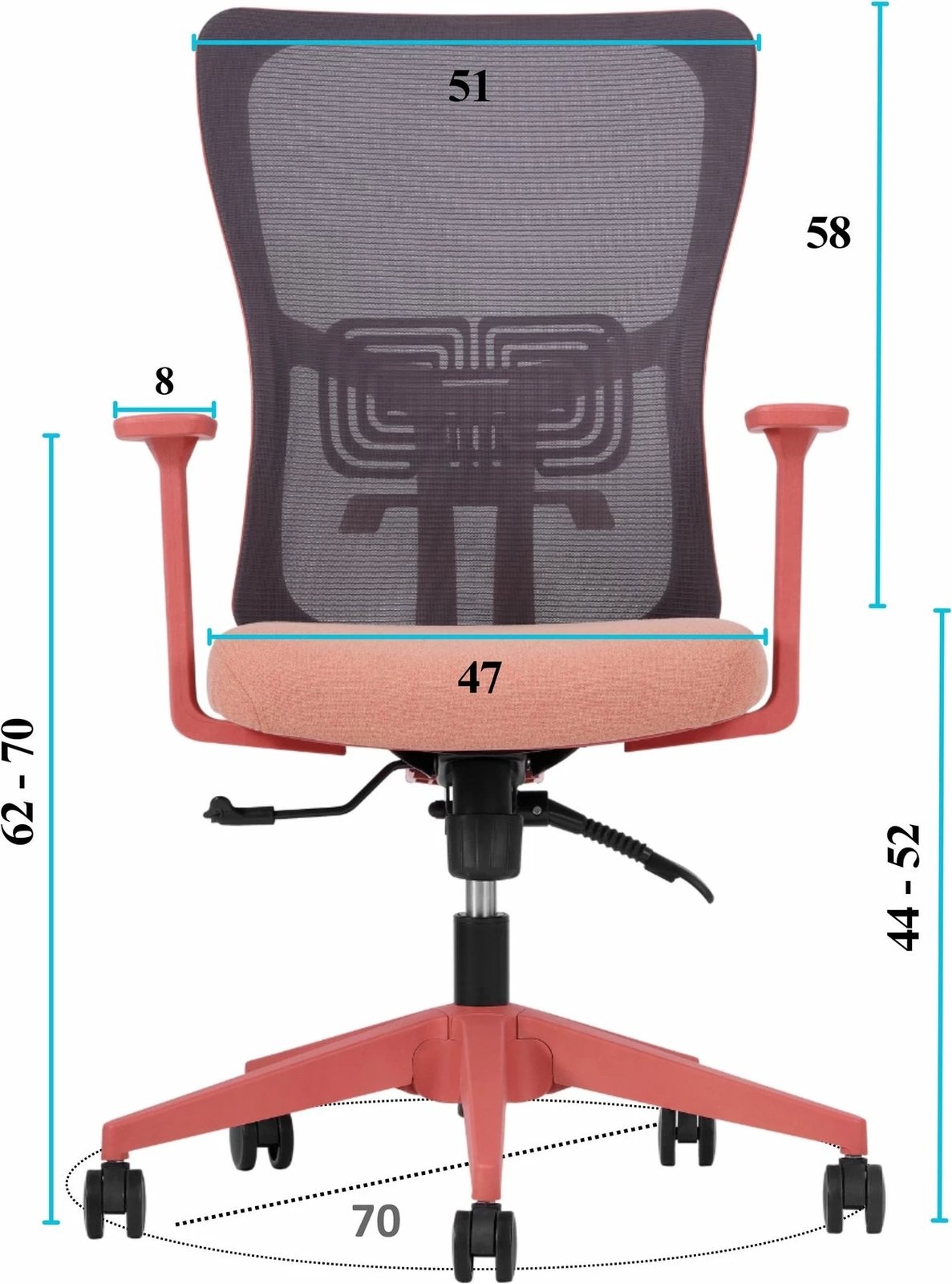 Set karrigesh zyre (2 copë), Skye Decor, mbështetje mesit, 108, ngjyrë salmon