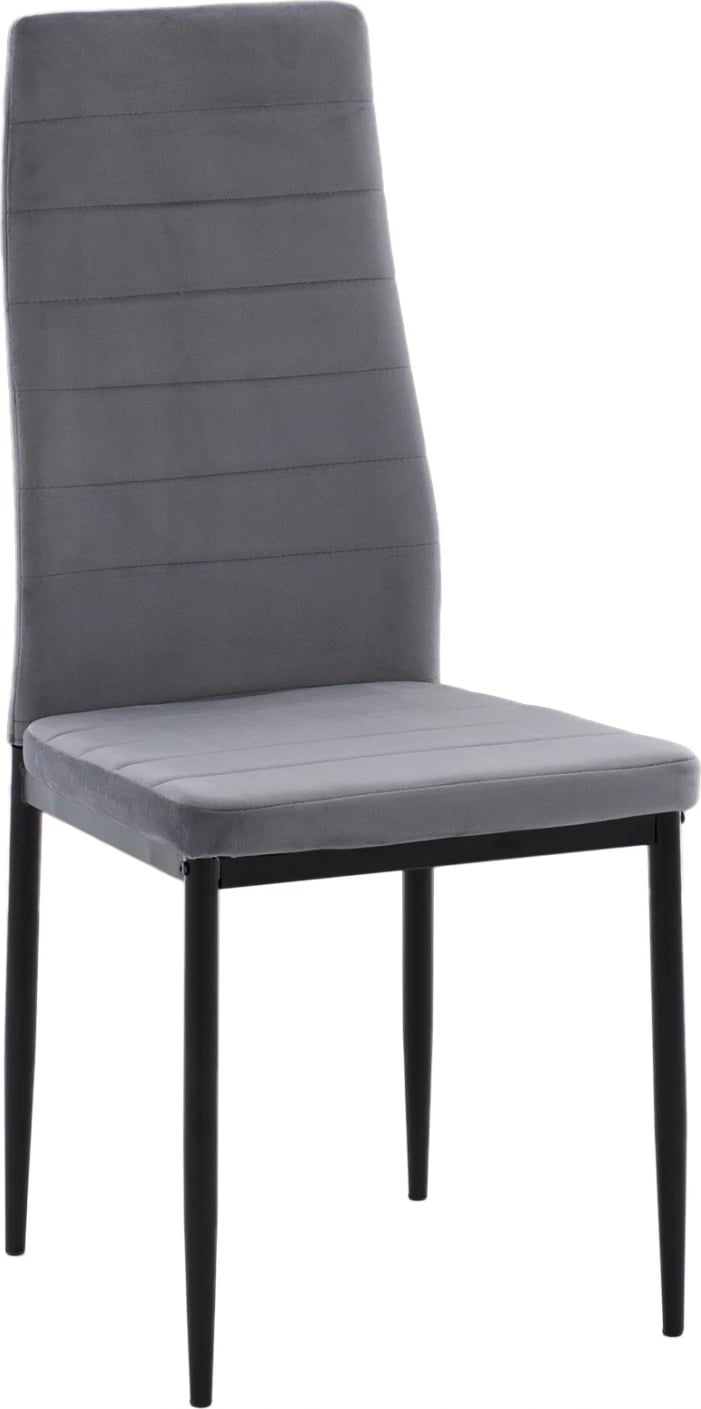 Karrige metalike FH0037.31, kadife gri, me kornizë metalike, set prej 4 copash