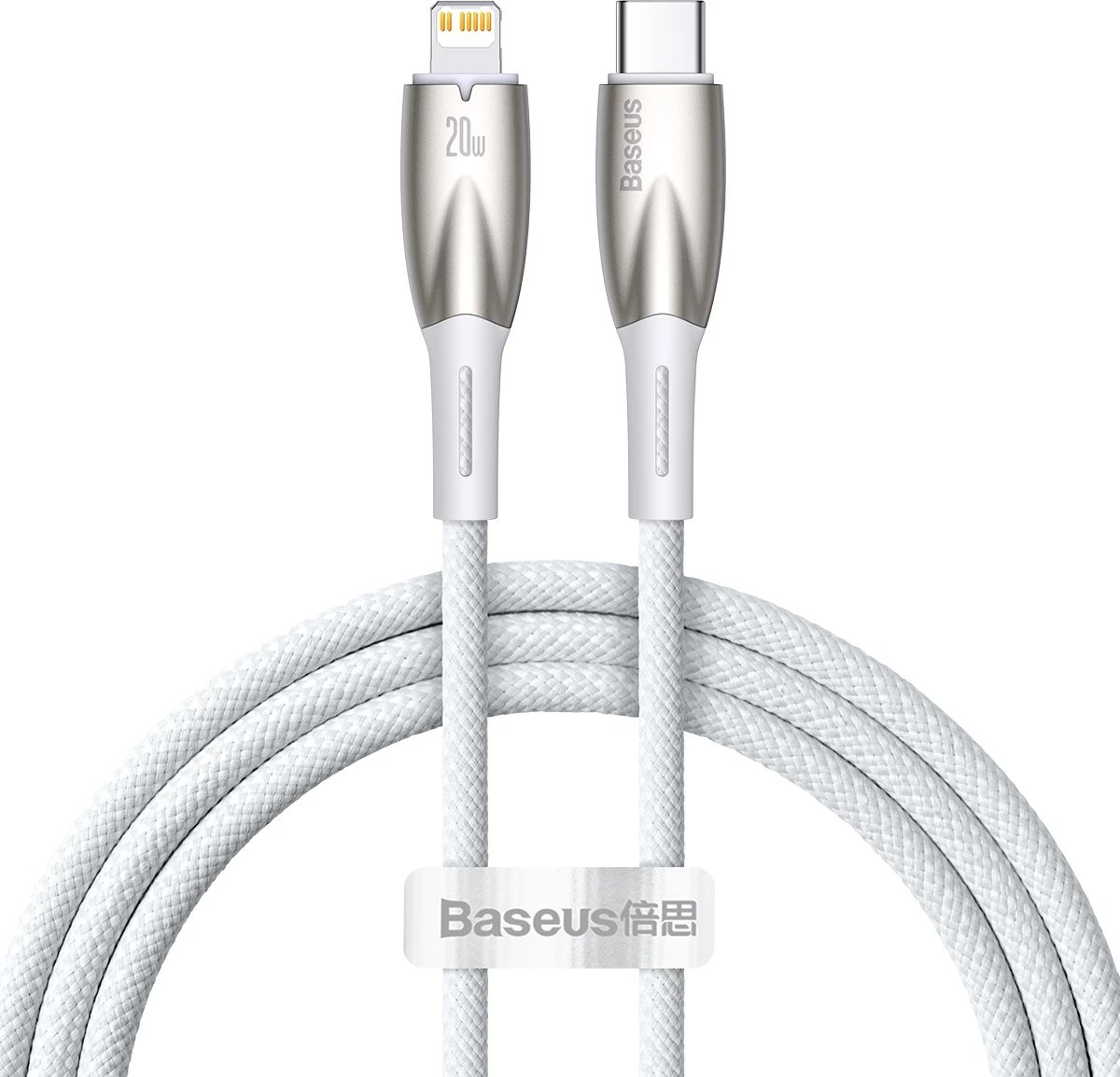 Kabllo Baseus CADH000002 Lightning-USB-C, 1m, 20W, e bardhë