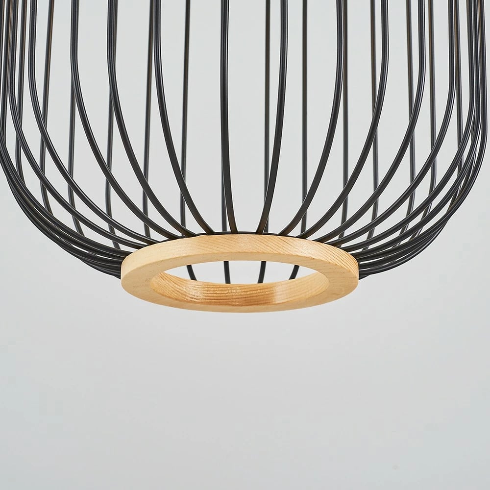 Llambë tavani Opviq, dru dhe metal, e zezë, L1277, 30x120cm