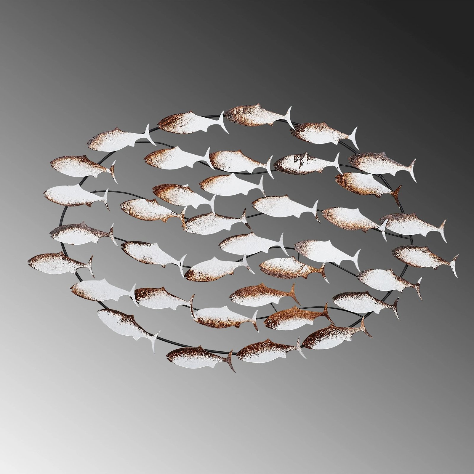 Aksesor dekorativ metalik për mur, Wallity, Alabalık, shumëngjyrësh, 94x58x5cm