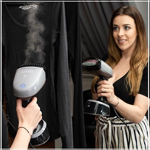 Hekur me avull rrobash, Camry, CR 5033, 1200W (max 1800W), 15 g/min, depozitë 350 ml, dore palosëse, gri/zezë