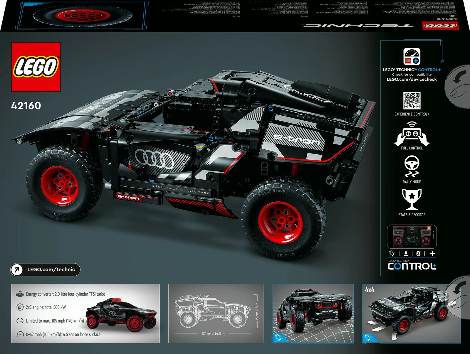LEGO Technic Audi RS Q e-tron, 914 pjesë, ngjyrë e zezë