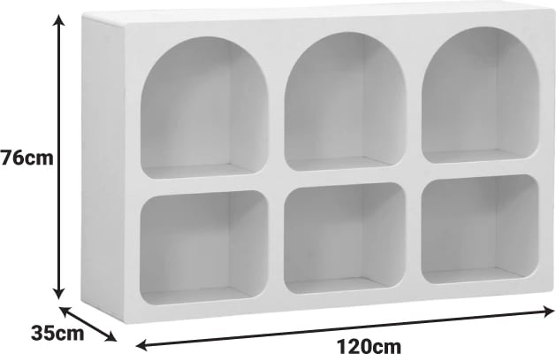 Bufe Emersi me rafte, MDF, ngjyrë e bardhë, 120x35x76cm