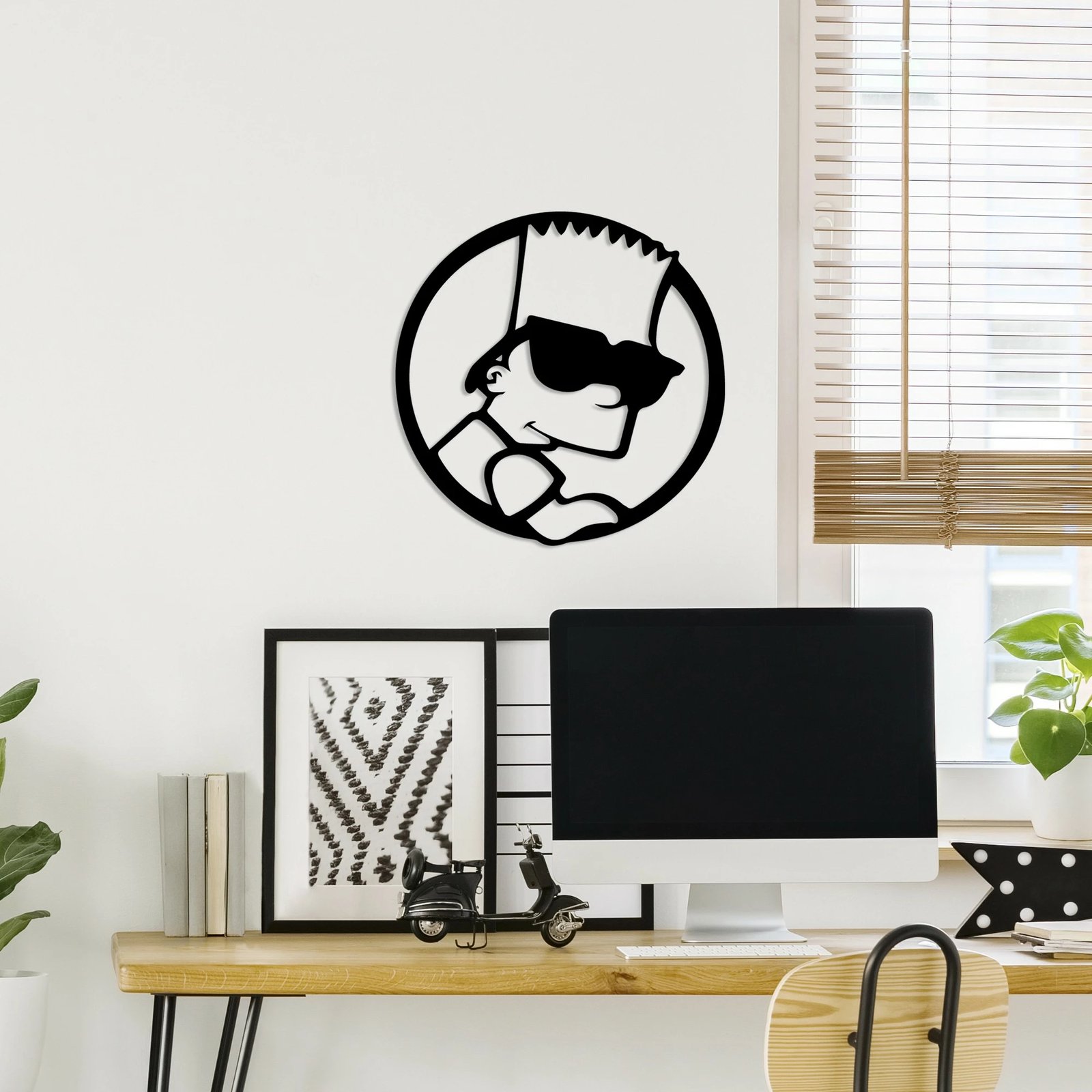 Aksesor dekorativ metalik për mur, Wallity Sımpson 4, ngjyrë e zezë, 33x33cm