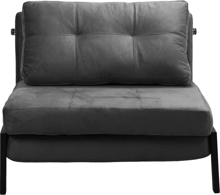 Karrige-shtrat Fancy, pëlhurë kadife, ngjyrë antracit, këmbë metalike të zeza, 95x98x70cm