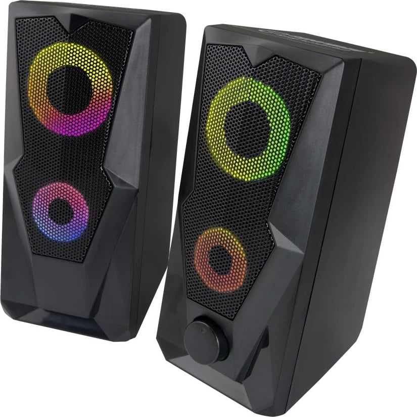 Altoparlantë kompjuteri Esperanza EGS103 me LED Rainbow, 6W, të zi