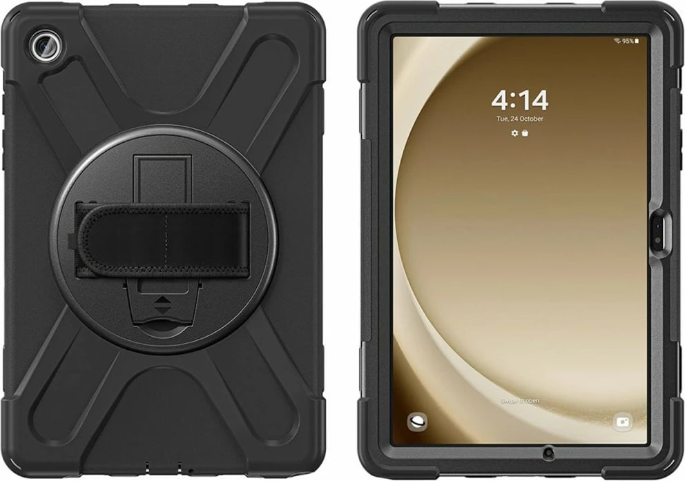 Mbështjellës 4smarts për Samsung Galaxy Tab A9+, i zi, me rrip dore dhe mbajtëse stilolapsi