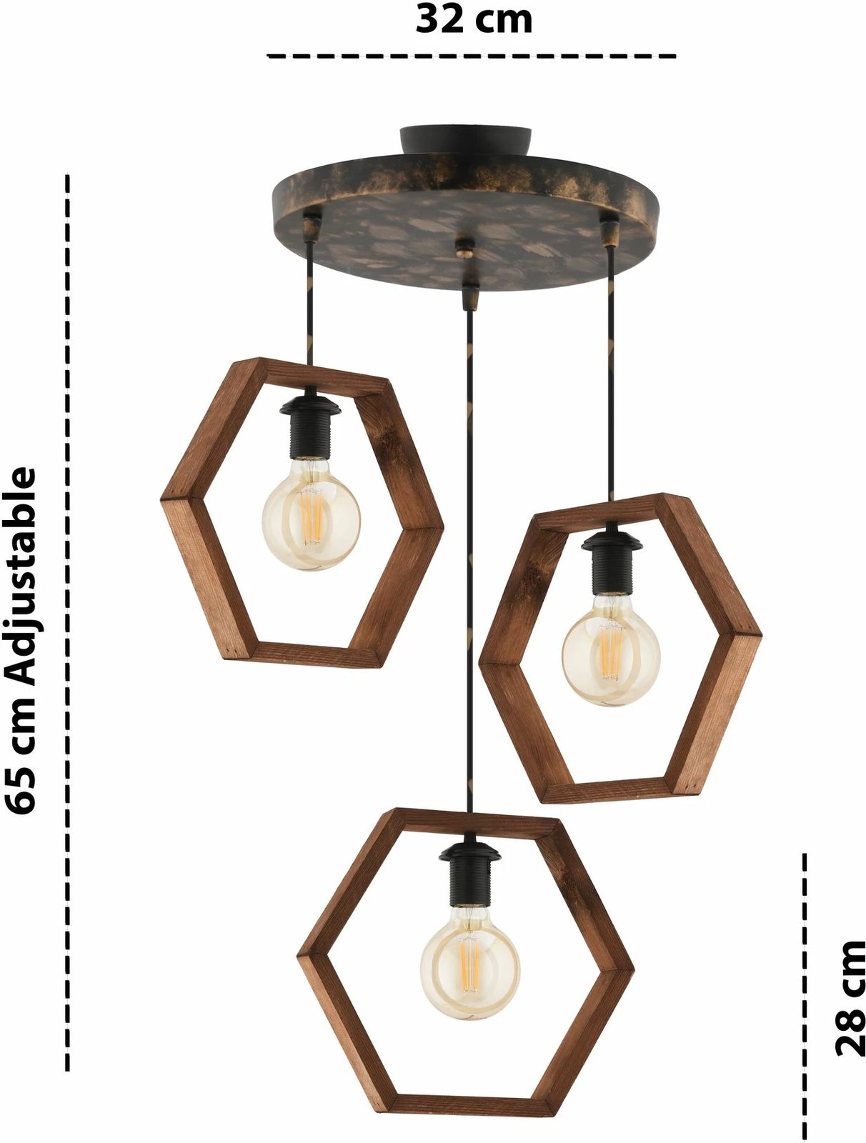 Llambë tavani Opviq, Hexagon Triple, ngjyrë kafe, vintage