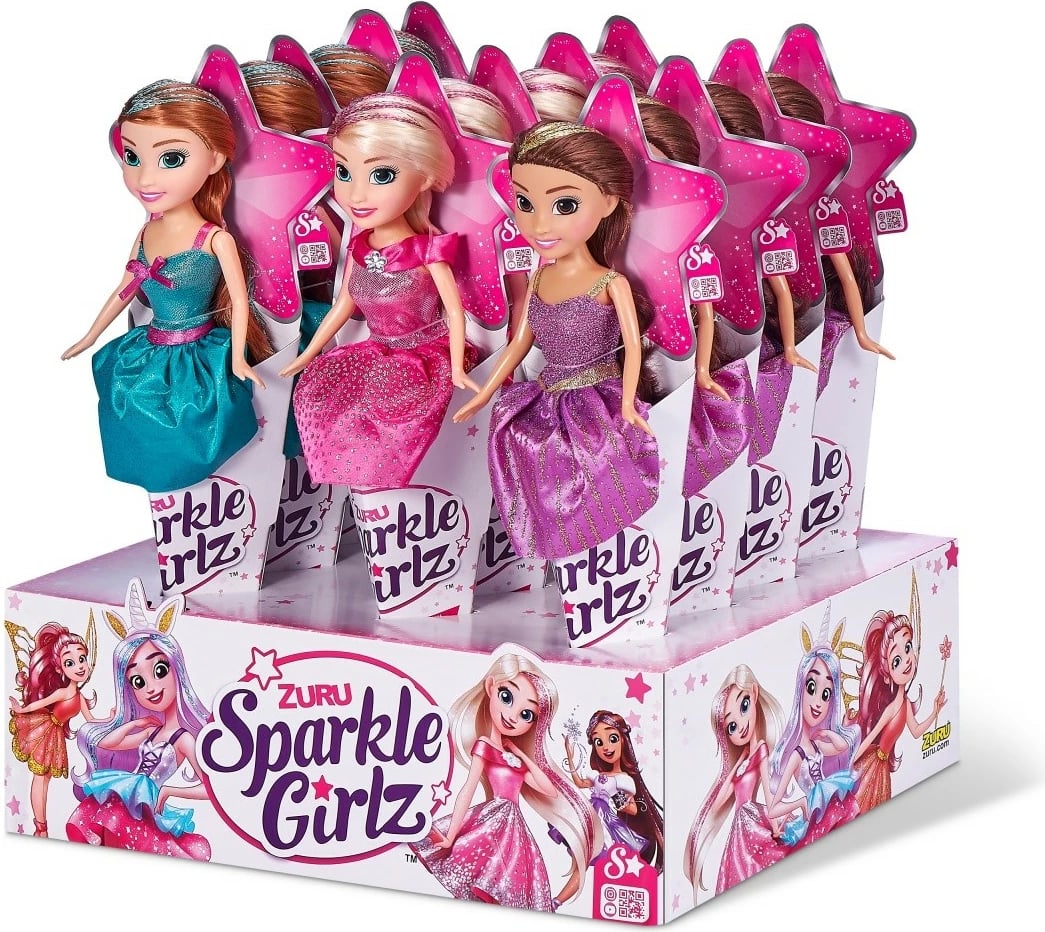Set kukulla princeshë ZURU Sparkle Girlz, 10.5 inch, 12 copë, shumëngjyrëshe