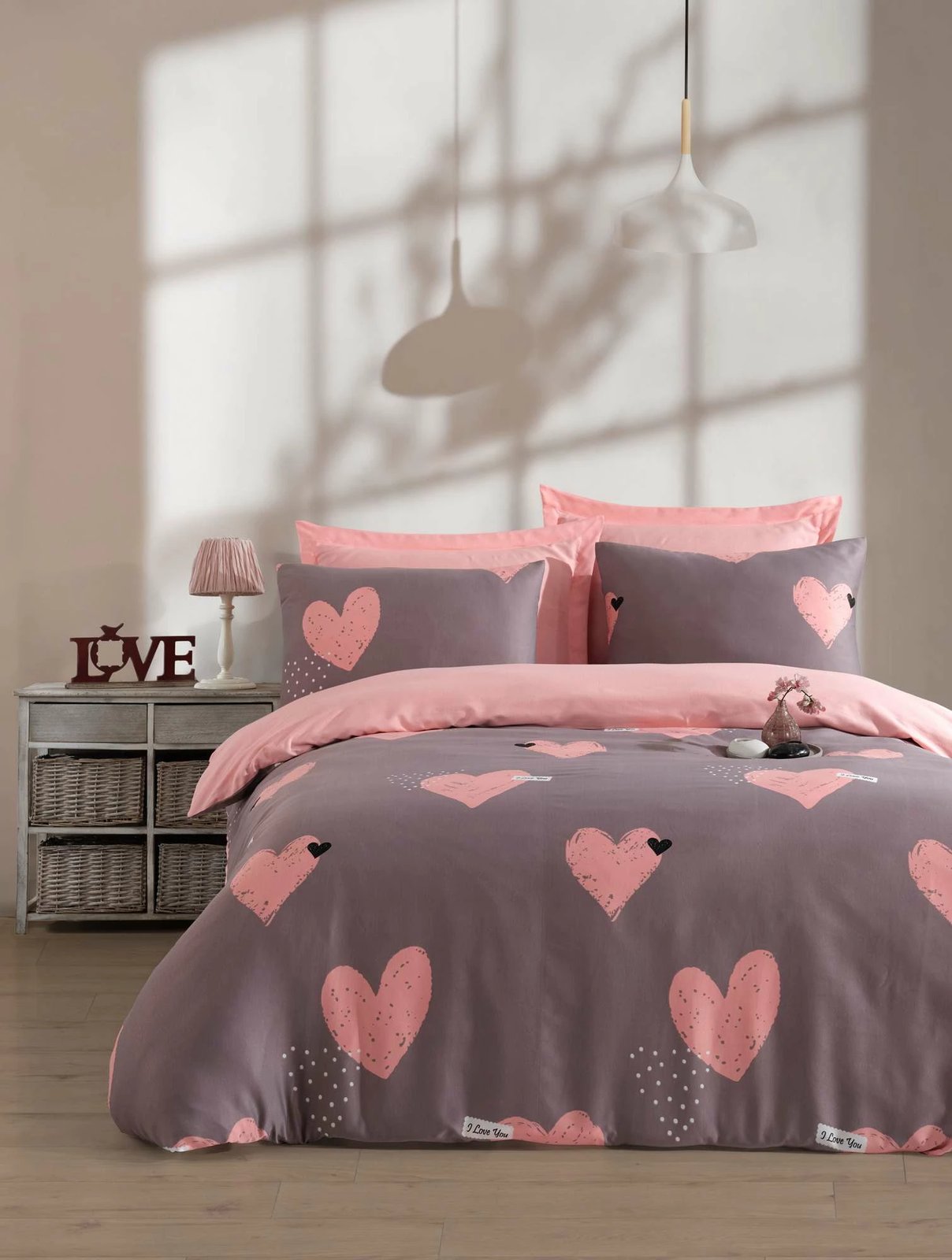 Set mbulesë jorgan për teke XXL, saten, rozë, Jana