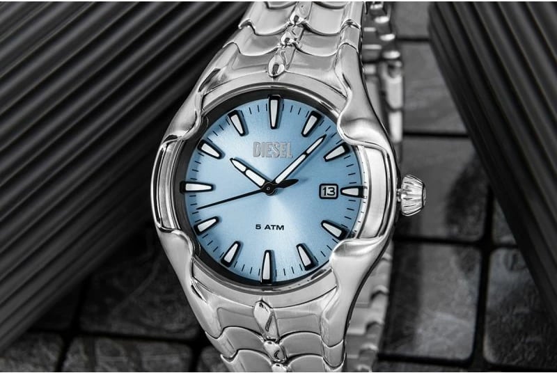 Orë dore për meshkuj DIESEL, argjendtë/blu