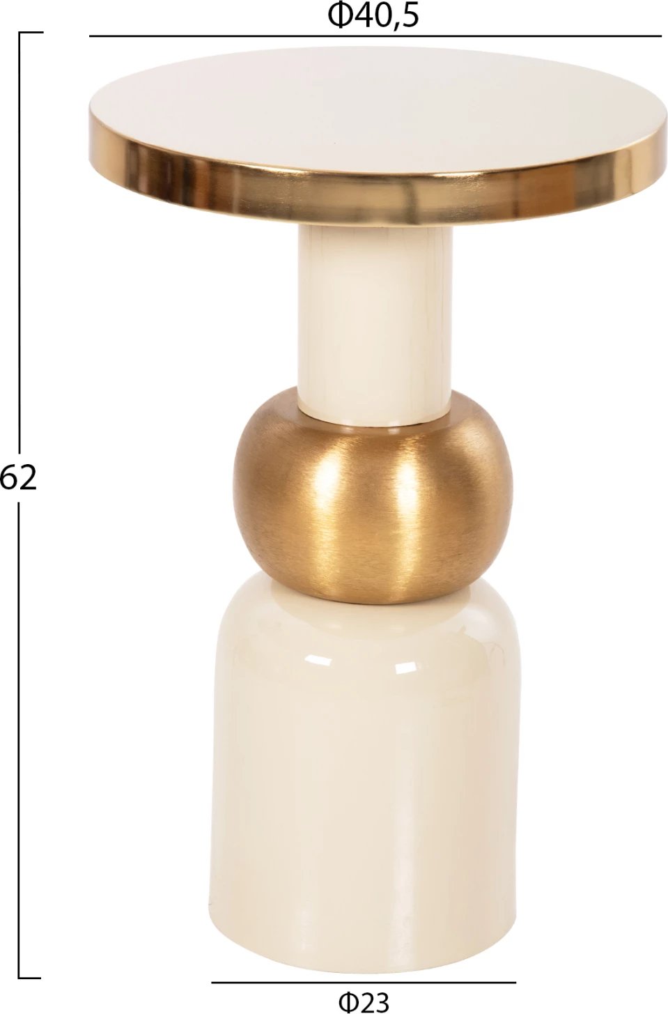 Tavolinë ndihmëse AMBUR FH4238.03 metalike, ngjyrë ecru-ari, Φ40.5x62H cm