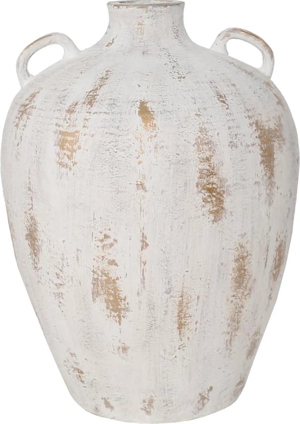 Vazo dekorative KEA, ngjyrë e bardhë me të artë, 40x40x57 cm
