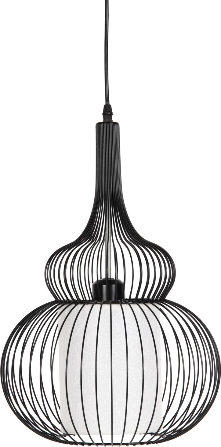 Llambë varëse tavani FH4185, metal i zi, pëlhurë e bardhë, Φ30x115H cm Llambë varëse tavani FH4185, metal i zi, pëlhurë e bardhë, Φ30x115H cm